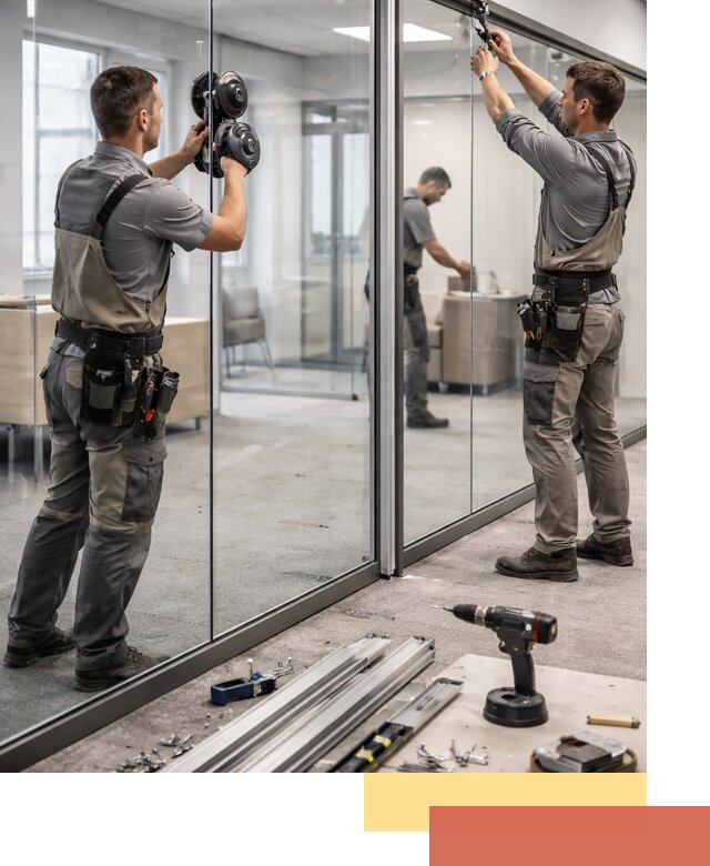 Стеклянные офисные перегородки под ключ в Каспийске