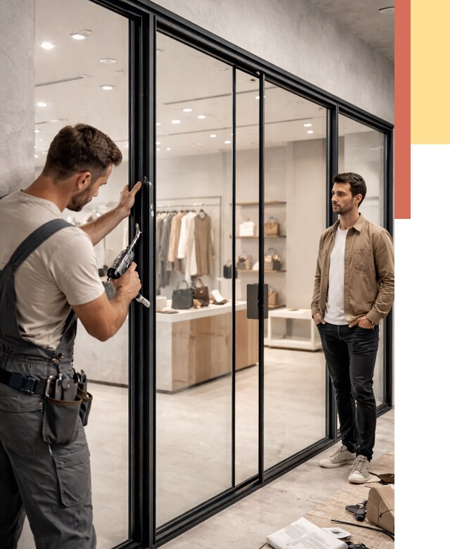 Стеклянные перегородки для магазинов в Каспийске от 8348 руб. под ключ | ОТДЕЛОЧНИК-Ксп