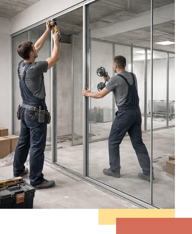 Алюминиевые перегородки со стеклом в Каспийске — изготовление и монтаж