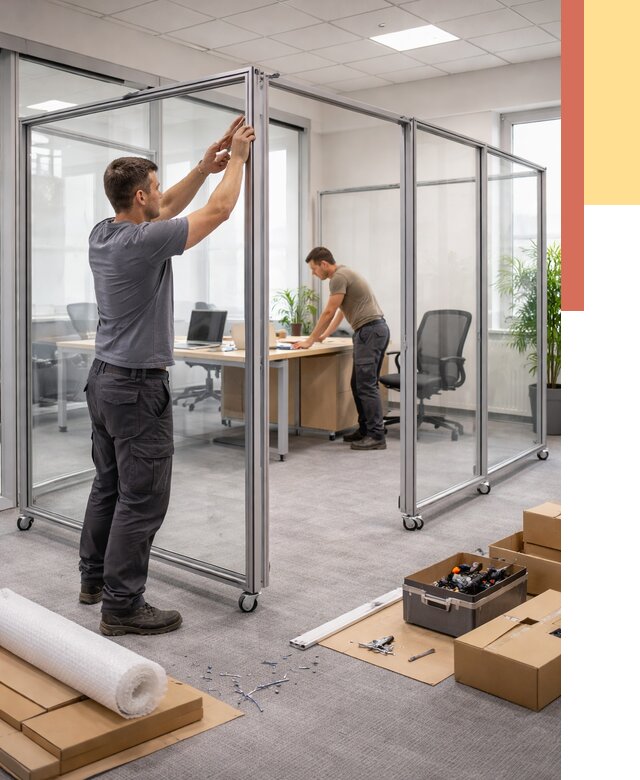 Мобильные офисные перегородки в Каспийске от 12726 руб. — установка под ключ | ОТДЕЛОЧНИК-Ксп