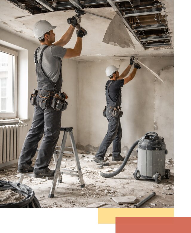 Демонтаж гипсокартонного потолка в Каспийске быстро и аккуратно