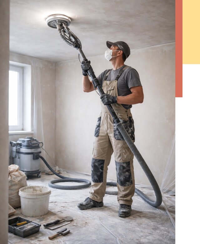 Шлифовка потолка в Каспийске от 3563 руб. — услуги шлифования потолка | ОТДЕЛОЧНИК-Ксп