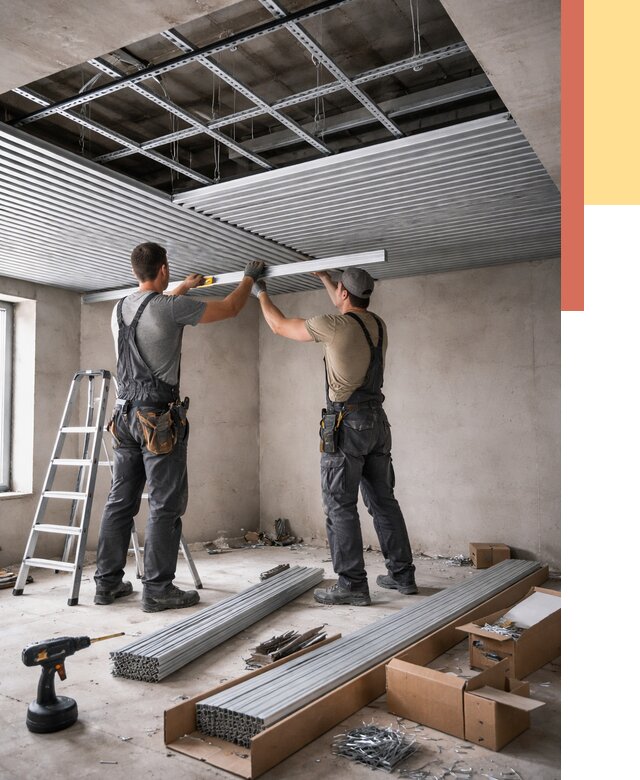 Монтаж реечного потолка в Каспийске от 4581 руб. под ключ | ОТДЕЛОЧНИК-Ксп