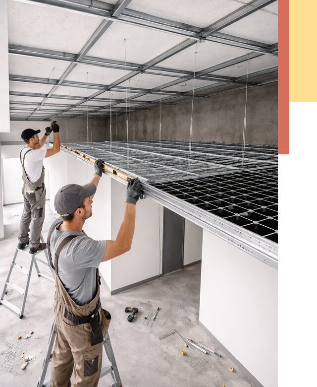 Монтаж потолка грильято в Каспийске от 458 руб./м² — быстрая сборка под ключ | ОТДЕЛОЧНИК-Ксп