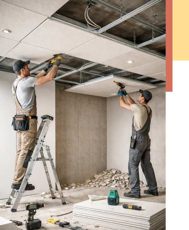 Монтаж акустического потолка в Каспийске от 6618 руб/м2 — быстро и недорого | ОТДЕЛОЧНИК-Ксп