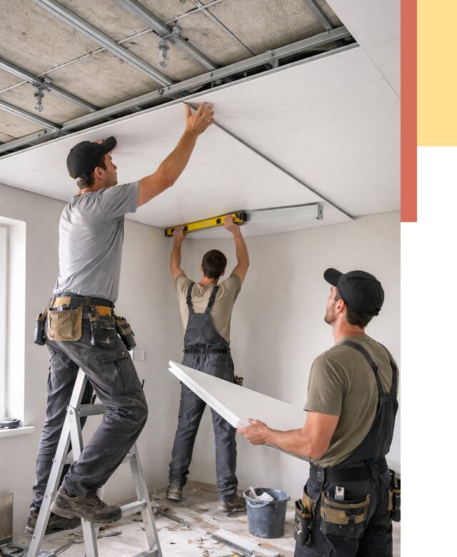 Монтаж потолка из ПВХ панелей в Каспийске от 3563 руб./м2 — быстро и недорого | ОТДЕЛОЧНИК-Ксп