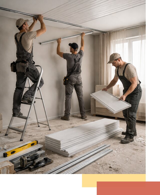 Монтаж потолка из ПВХ панелей в Каспийске оперативно и качественно