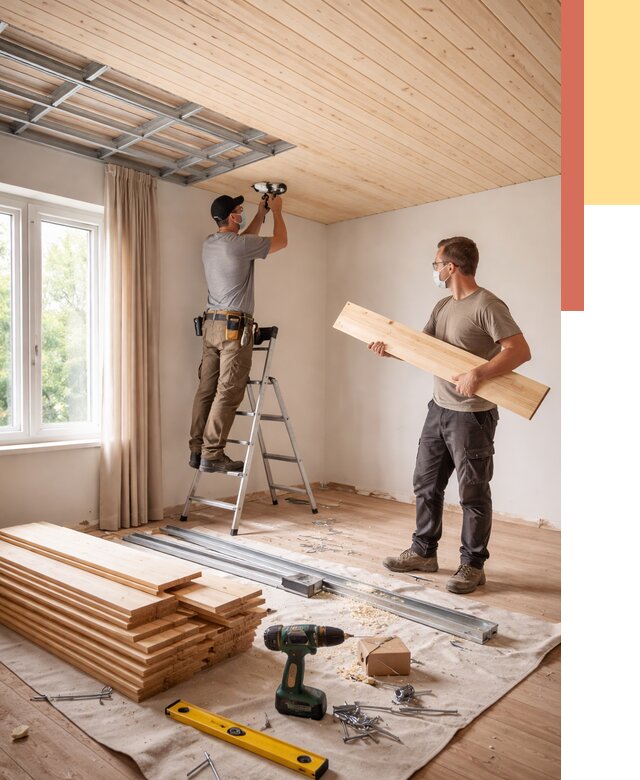 Монтаж потолка из вагонки в Каспийске от 6618 руб. | Быстро и недорого — ОТДЕЛОЧНИК-Ксп