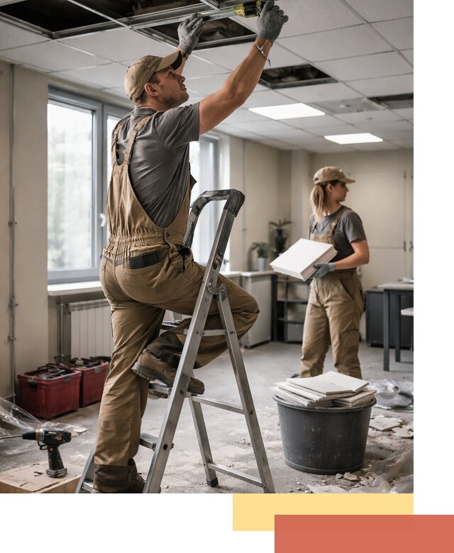 Ремонт потолка Армстронг и замена плит в Каспийске