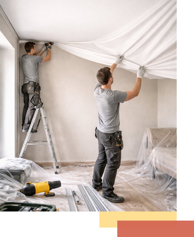 Монтаж тканевого натяжного потолка в Каспийске недорого и быстро