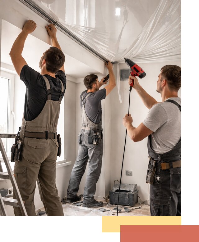 Монтаж глянцевого натяжного потолка в Каспийске быстро и качественно