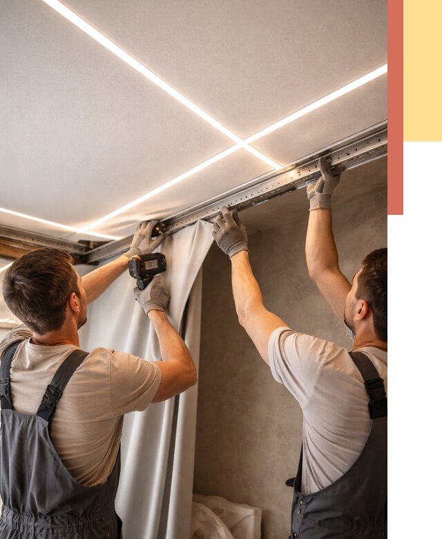 Монтаж натяжного потолка со световыми линиями в Каспийске от 1222 руб. | ОТДЕЛОЧНИК-Ксп