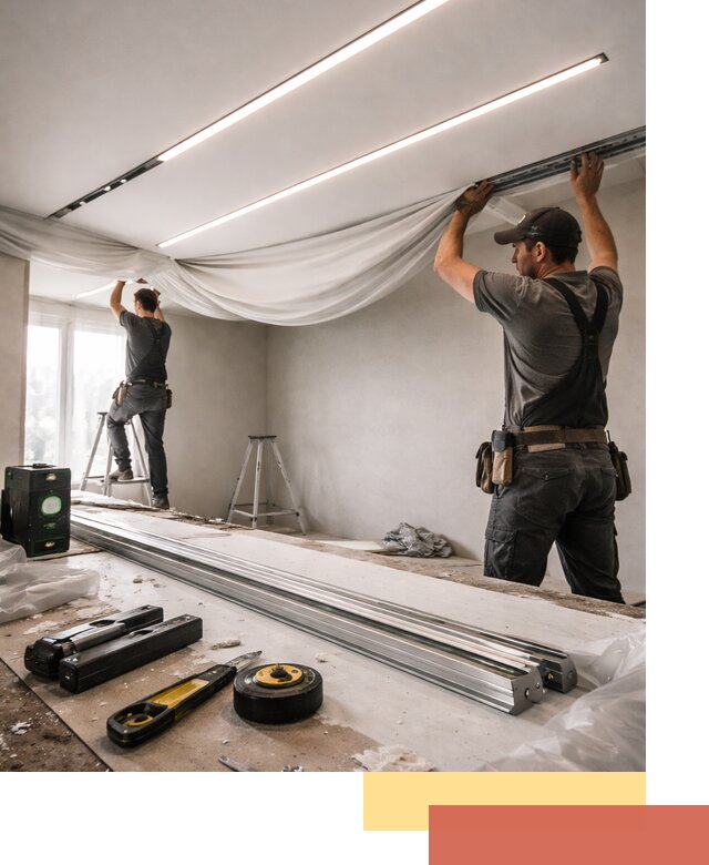 Монтаж натяжных потолков со световыми линиями в Каспийске