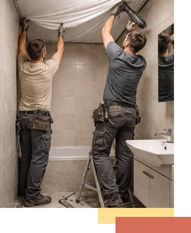 Монтаж натяжного потолка в ванной в Каспийске быстро и качественно