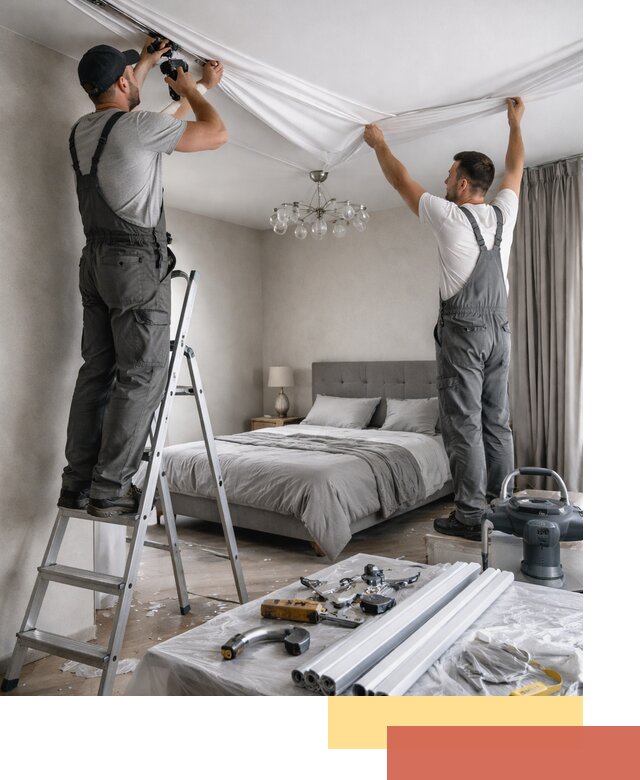 Монтаж натяжного потолка в спальне в Каспийске