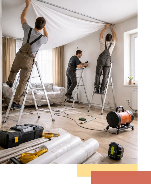 Монтаж натяжного потолка в гостиной в Каспийске