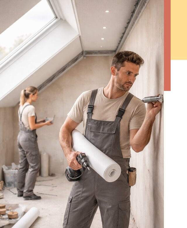 Монтаж натяжного потолка на мансарде в Каспийске от 3563 руб. | ОТДЕЛОЧНИК-Ксп