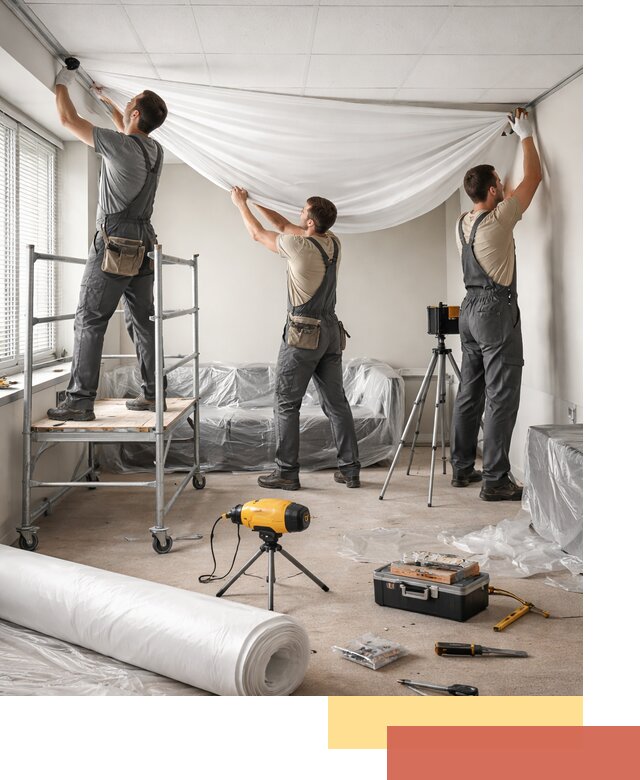 Монтаж натяжного потолка в офисе в Каспийске