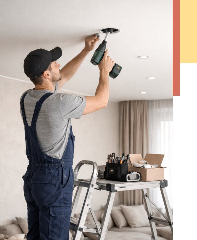 Установка и монтаж точечных светильников в натяжной потолок в Каспийске от 1833 руб. | ОТДЕЛОЧНИК-Ксп