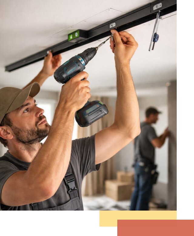 Установка трековых светильников в натяжной потолок в Каспийске