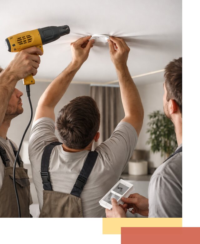 Ремонт прокола полотна натяжного потолка в Каспийске