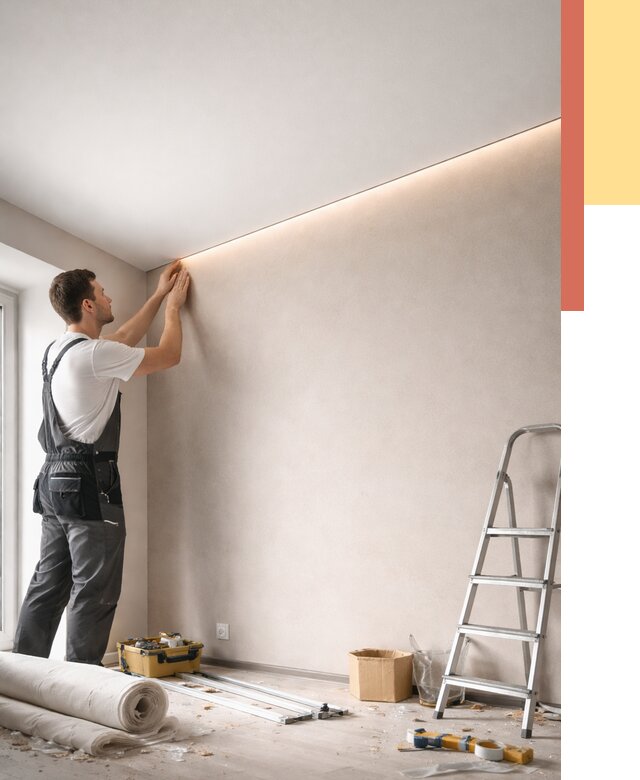 Теневые натяжные потолки в Каспийске от 8348 руб. под ключ | ОТДЕЛОЧНИК-Ксп