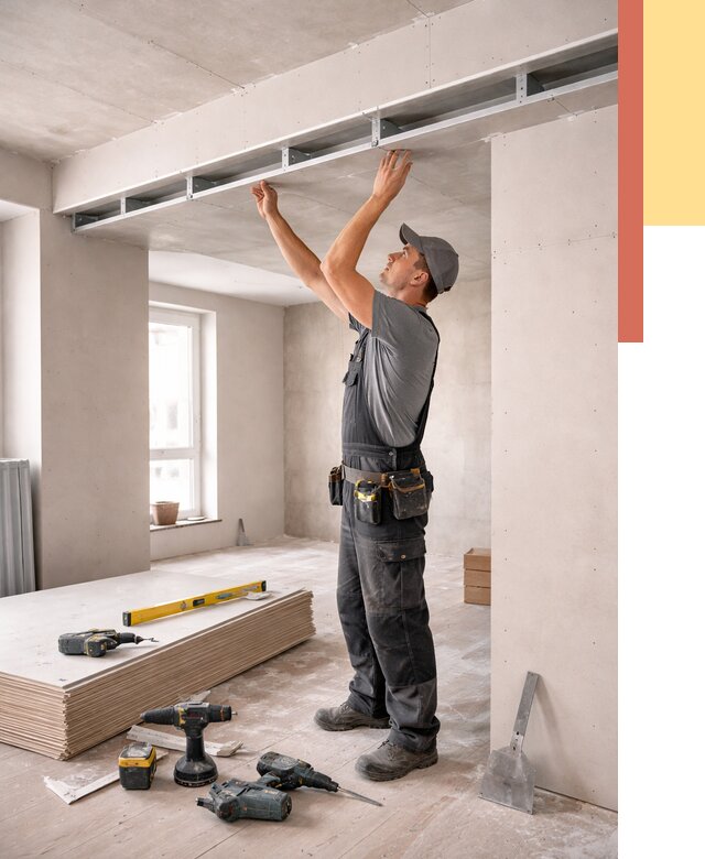 Потолок из гипсокартона с нишей в Каспийске от 1273 руб. под ключ | ОТДЕЛОЧНИК-Ксп