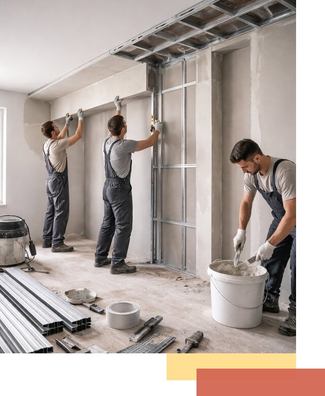 Монтаж потолка из гипсокартона с нишей в Каспийске