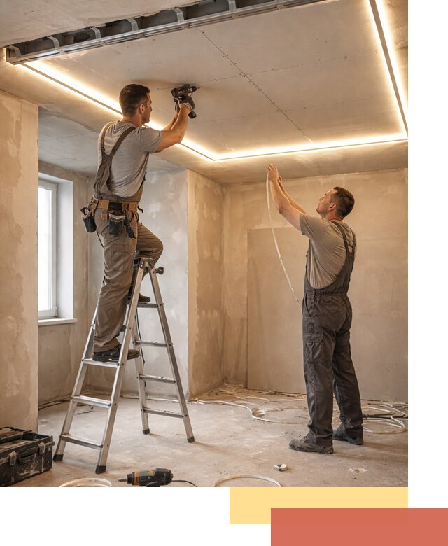 Потолок из гипсокартона с подсветкой в Каспийске