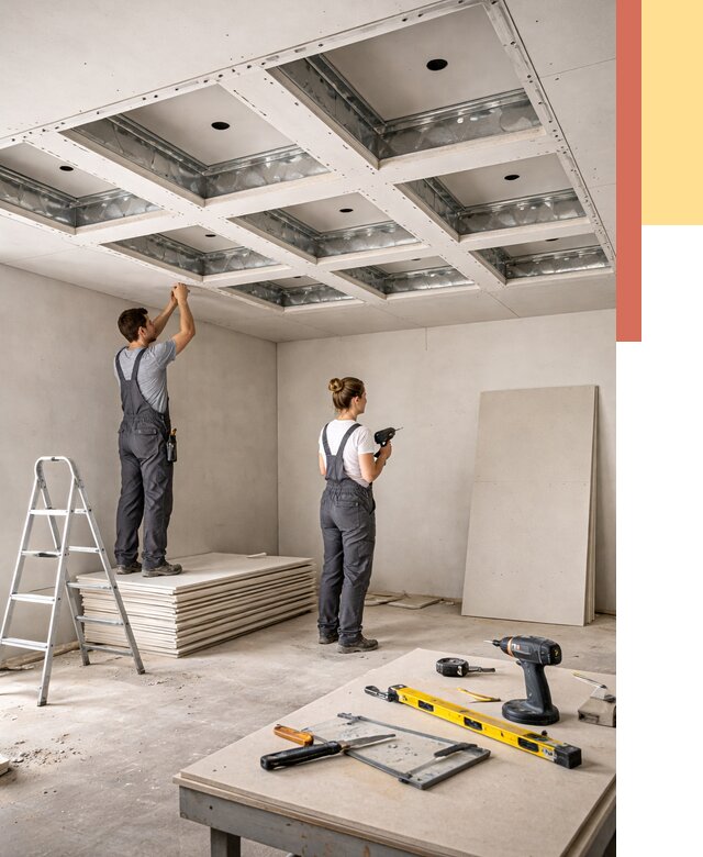 Кессонный потолок из гипсокартона в Каспийске от 1883 руб. — монтаж и под ключ | ОТДЕЛОЧНИК-Ксп