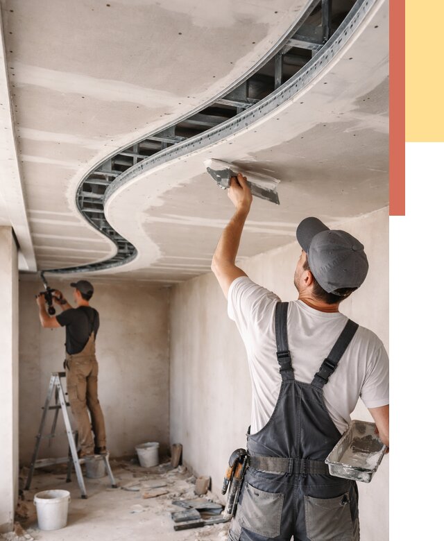 Криволинейный потолок из гипсокартона в Каспийске от 2138 руб./м2 | ОТДЕЛОЧНИК-Ксп