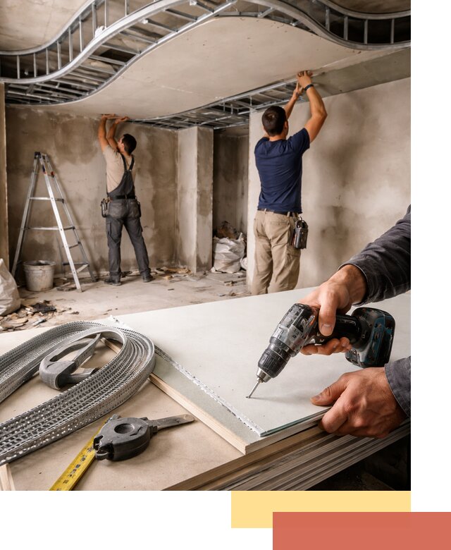 Криволинейный потолок из гипсокартона в Каспийске — монтаж и отделка