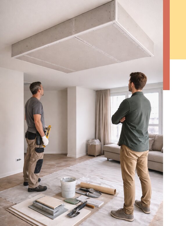 Короб на потолке из гипсокартона в Каспийске от 2240 руб. — монтаж и услуги под ключ | ОТДЕЛОЧНИК-Ксп