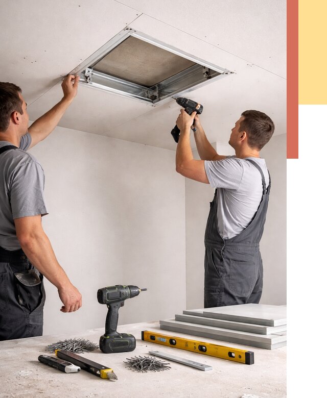 Установка люка в потолок ГКЛ в Каспийске от 2545 руб. под ключ | ОТДЕЛОЧНИК-Ксп