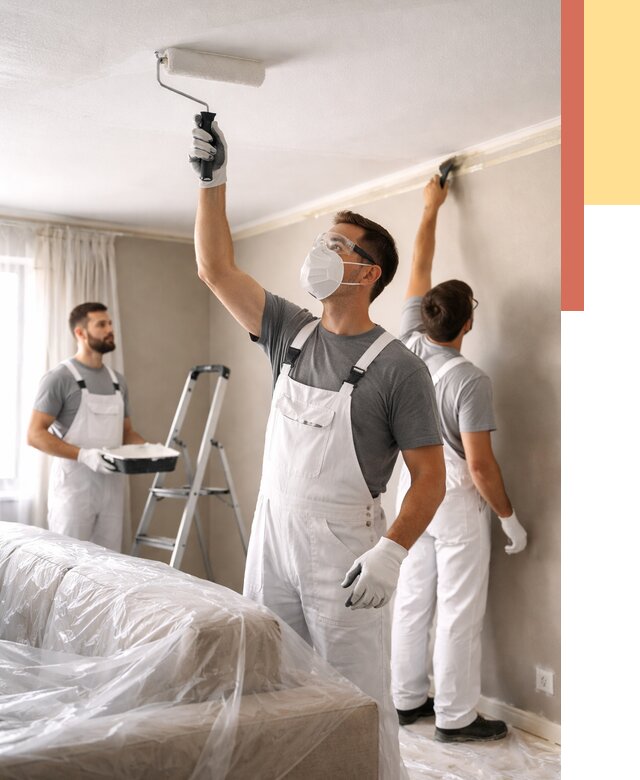 Покраска потолка водоэмельсионной краской в Каспийске от 2240 руб/м² — услуги под ключ | ОТДЕЛОЧНИК-Ксп