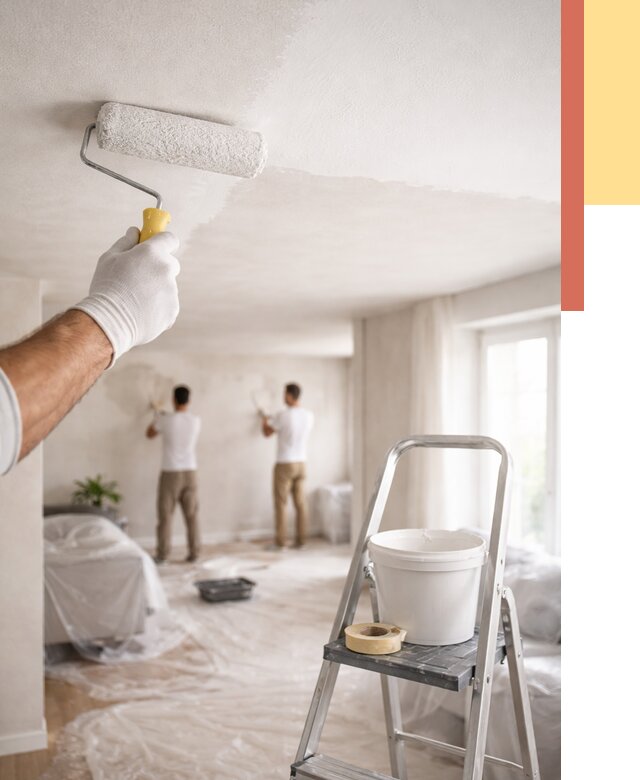 Покраска потолка акриловой краской в Каспийске от 2545 руб. | ОТДЕЛОЧНИК-Ксп