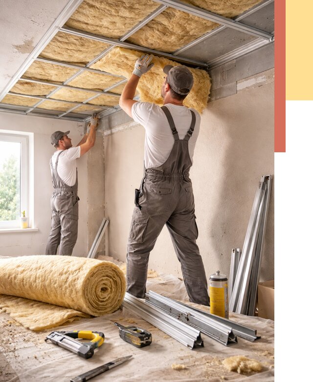 Утепление потолка в Каспийске от 7330 руб/м2 — недорого, быстро, под ключ | ОТДЕЛОЧНИК-Ксп