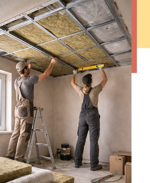 Шумоизоляция потолка в Каспийске от 1273 руб. под ключ — услуги ОТДЕЛОЧНИК-Ксп